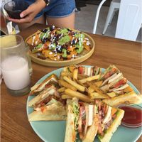Vegan horchata, club sandwich & nachos - so yum! at I Am Vegan Babe in Canggu