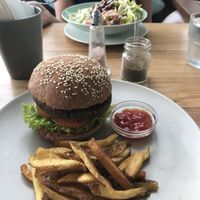 Black bean burger and Mexican bowl at I Am Vegan Babe in Canggu