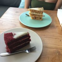 Red velvet cake and carrot cake  at I Am Vegan Babe in Canggu