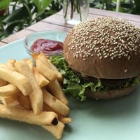 Black bean burger at I Am Vegan Babe in Canggu