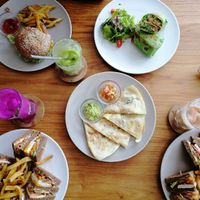 Club sandwich and burger at I Am Vegan Babe in Canggu