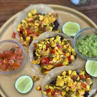breakfast taquitos on corn soft shell (gf) at I Am Vegan Babe in Canggu