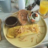 Vegan omelette. This is amazing at I Am Vegan Babe in Canggu