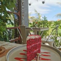 Red velvet cake at I Am Vegan Babe in Canggu