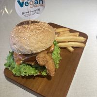 Chicken burger and fries  at Vegan Garden - Tan Phong in Ho Chi Minh City