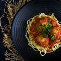 Meatless Meatball pasta at Vegan Garden - Tan Phong in Ho Chi Minh City