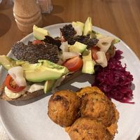 Smashed avo with added falafels  at Felix For Goodness in Brisbane