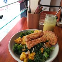 Kale and cauliflower salad with fried tofu at Felix For Goodness in Brisbane