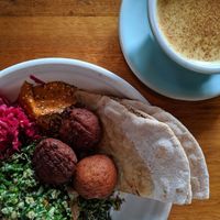 Falafels & Tumeric Latte at Felix For Goodness in Brisbane