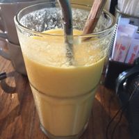 Mango smoothie made with coconut milk  at Vegan Zone in Hoi An