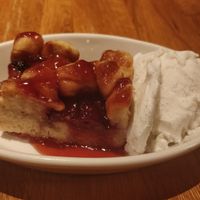 Jam doughnut pudding with ice cream at Crumpled Horn in Upminster