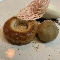 Baked feijoa and almond cookie with thyme sorbet (amazing)  at Hillside Kitchen & Cellar in Wellington