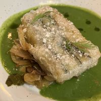 Potato millefeuille with seaweed and leaks (amazing too)  at Hillside Kitchen & Cellar in Wellington