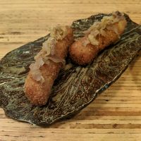 Cheesey croquettes made with oat milk. at Hillside Kitchen & Cellar in Wellington