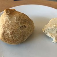 Samosa served with a dollop of hummus   at Henny's HomeMade in Amsterdam