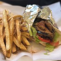 Falafel Wrap with added breaded eggplantt  at Petra Cafe in Hattiesburg