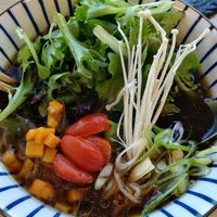 Shoyu ramen at Workshop Vegetarian Cafe- East Vancouver in Vancouver