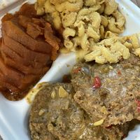 Country fried chick’n with yams and mac & cheese at VelTree in Charlotte