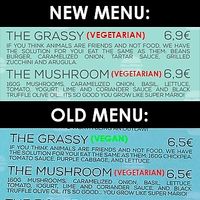 New menu and old menu vegan/vegetarian options at Hamburgueria do Mercado in Funchal