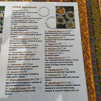 menu at Zaatar Lebanese Syrian Cuisine in Ayia Napa