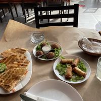 Pita with halloumi/tomato , falafel, rolls with cheese at Zaatar Lebanese Syrian Cuisine in Ayia Napa