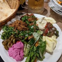 All the options on my plate at Zaatar Lebanese Syrian Cuisine in Ayia Napa