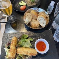 Mushroom terrine and curry rolls   at Veget'Halles in Paris