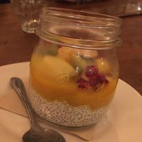 Dessert: chia coco pudding with mango  at Veget'Halles in Paris