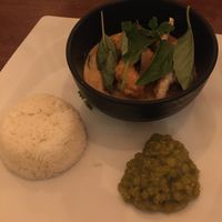 Main dish: curry with eggplant and basil  at Veget'Halles in Paris