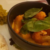 Fried "shrimps" with aubergine curry at Veget'Halles in Paris