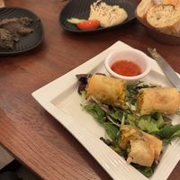Apps: curry puffs, tapenade, hummus  at Veget'Halles in Paris