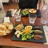 Assiette Veget’Halles and camembert  at Veget'Halles in Paris