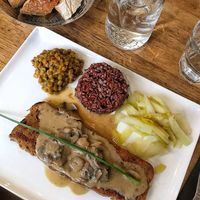 Overcooked rice, though lentils, good seitan at Veget'Halles in Paris