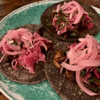 Diabla mushroom tacos  at Barba Negra in Holbox