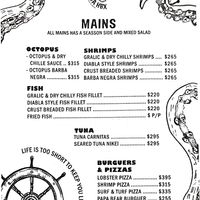 Menu at Barba Negra in Holbox