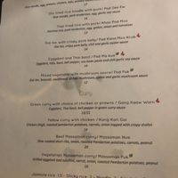 Menu at Barn Nork in Whistler