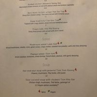 Menu at Barn Nork in Whistler