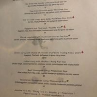 Menu at Barn Nork in Whistler