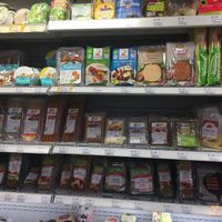 Tons of vegan meat and sausages  at Erdi in Stuttgart