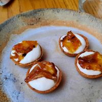 Celery cream tartlets at Opa in Tel Aviv