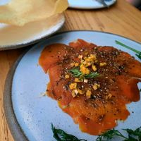Carrot carpaccio at Opa in Tel Aviv