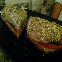 Hummus Omelet Sandwich at Lola Café in Beer Sheva