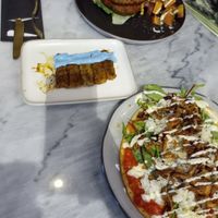 Ultimate burger, ocean sticks with blue sauce and open wrap with mushroom donner at Happy Food and Health  in Rotterdam