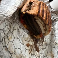 One half of the grilled mushroom ciabatta  at Pressed Cafe in Nashua