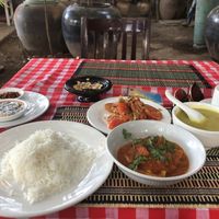 Set Menu - Rice, Lentil Soup, Tomato Tofu Curry, Tomato Salad   at The Moon - Old Bagan in Bagan