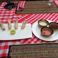 Rice paper rolls.  It came with 5, we'd already eaten one ;-) at The Moon - Old Bagan in Bagan