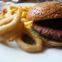 Moving mountain burger, chips and onion rings  at The New Crown in South Shields