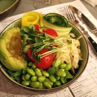 Vegan bowl, I had it with some hummus at Gastrobar in Chisinau