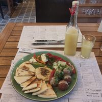 Falafel plate and ginger lemonade at Gastrobar in Chisinau