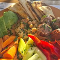 Falafel with hot pita, hummus and avocado at Gastrobar in Chisinau